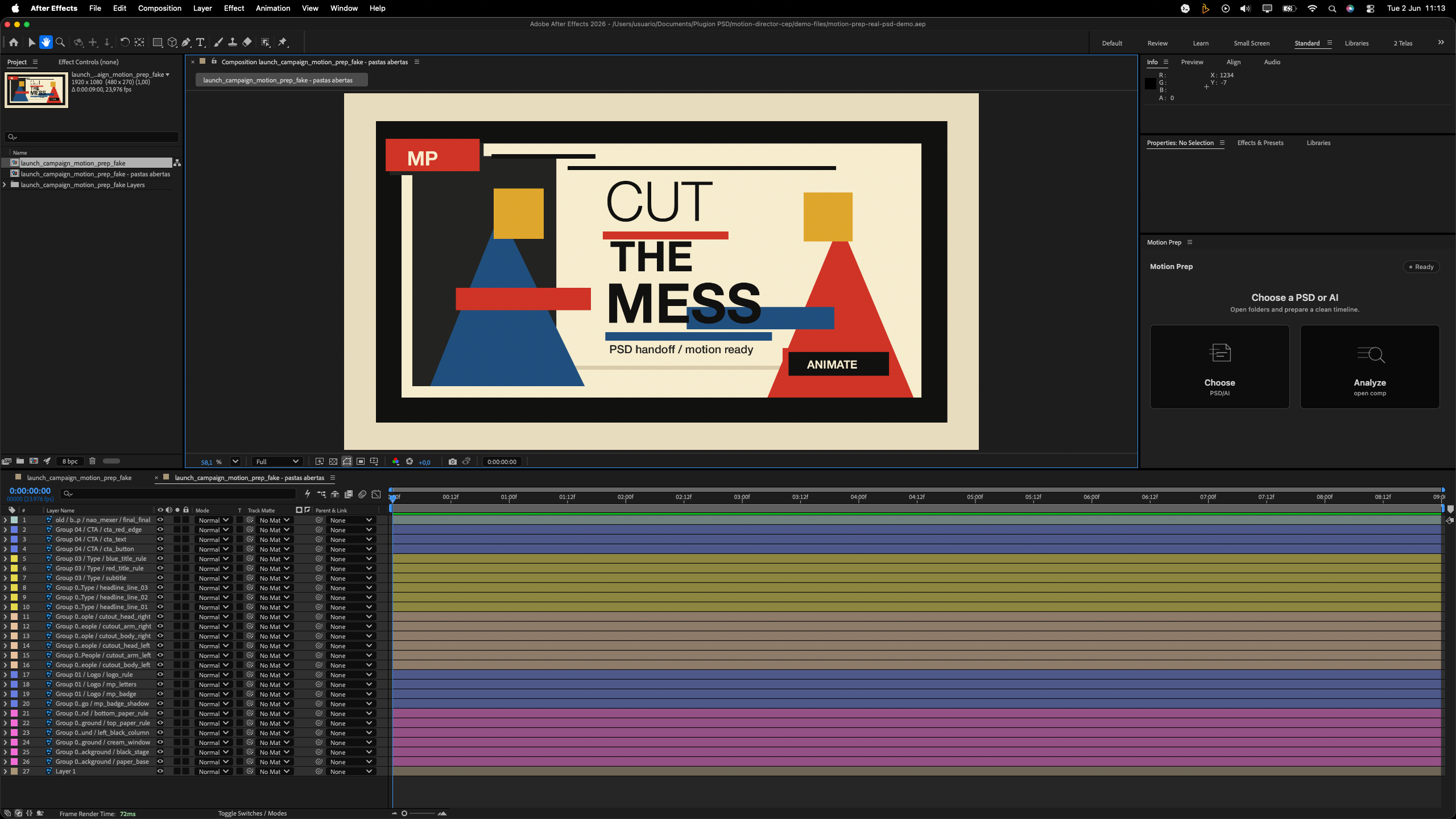 After Motion Prep: exposed layers in After Effects
