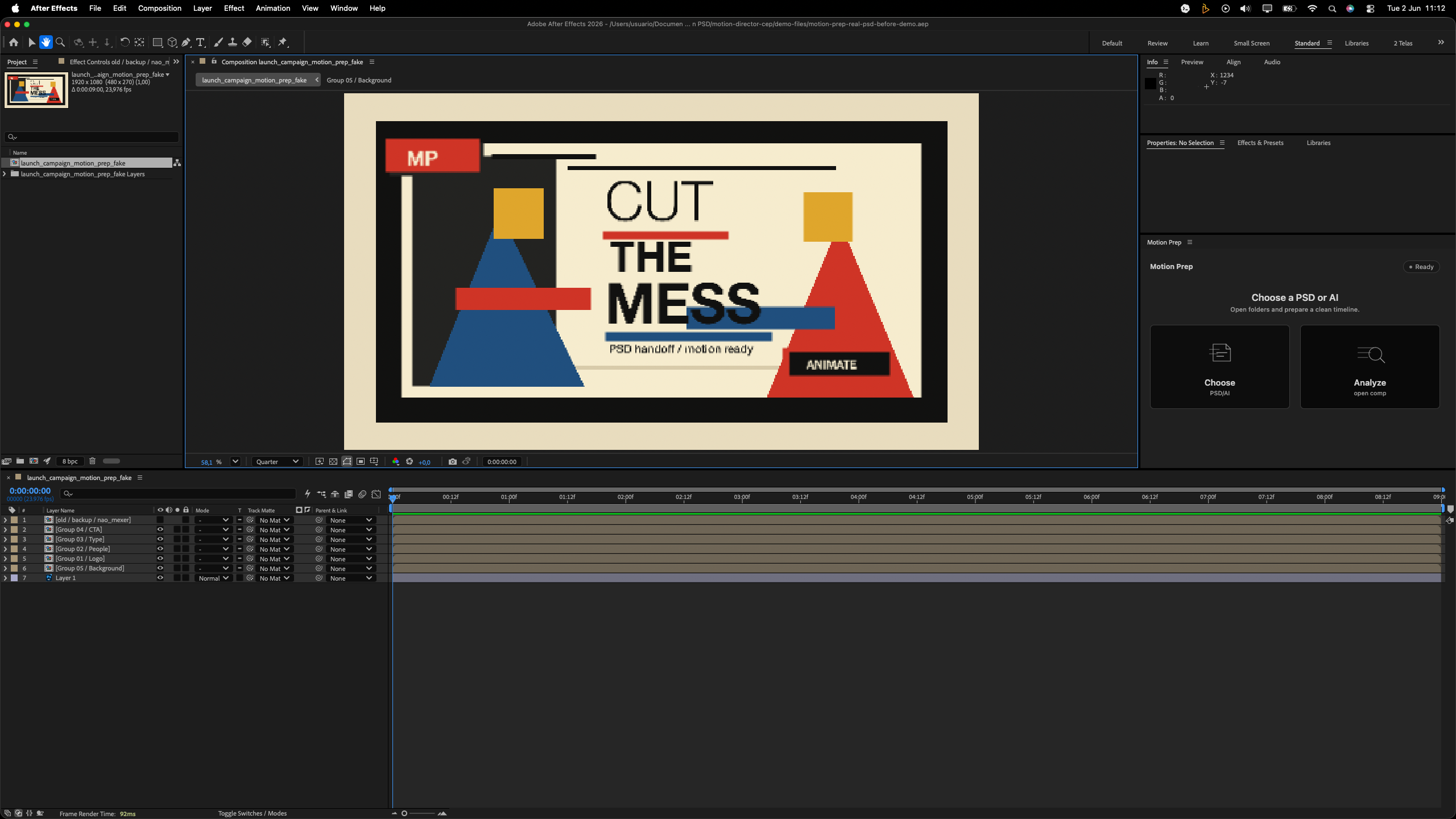 Before Motion Prep: closed PSD folders in After Effects